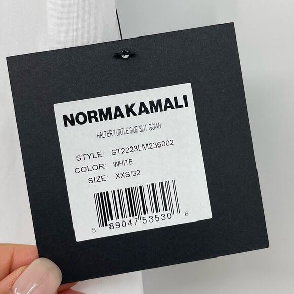 Norma Kamali | NWT White Lame Turtleneck Halter Dress XXS - Picture 5 of 15